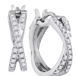 10kt Womens Diamond Double Row Earrings 3/8 Cttw
